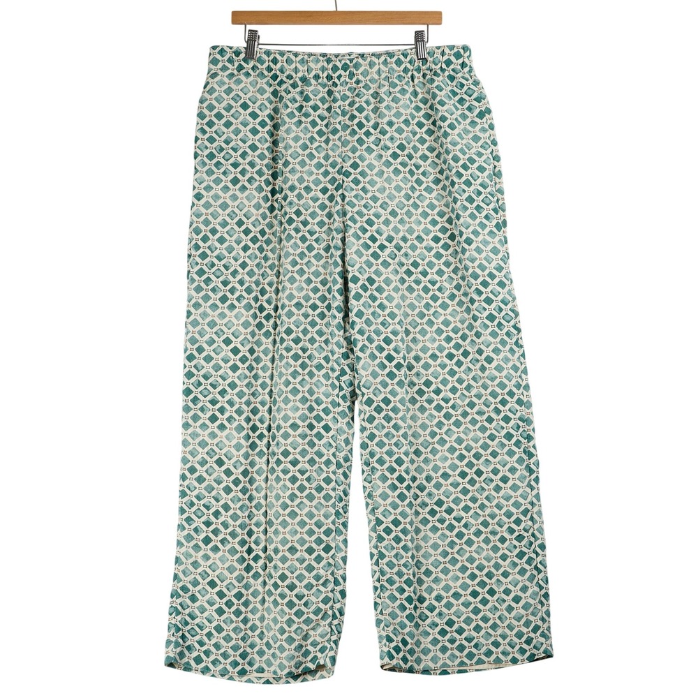 Abercrombie & Fitch Teal and White Wide-Leg Pants